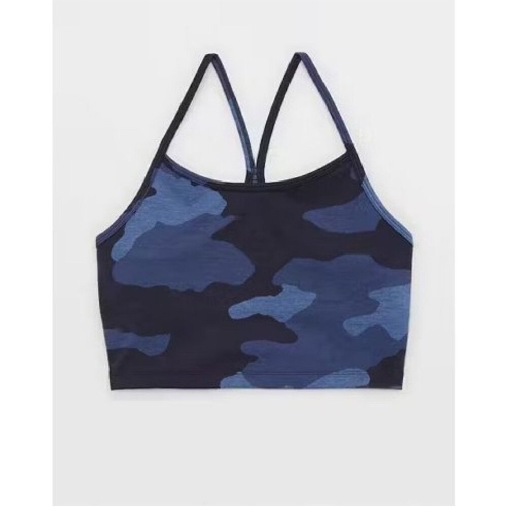 Aerie Offline The Hugger Blue‎ Camo Sports Bra size small NWOT